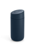 Carter Slide Mug in matte navy with one-handed slide-lock lid and ceramic coating for hot and cold drinks
