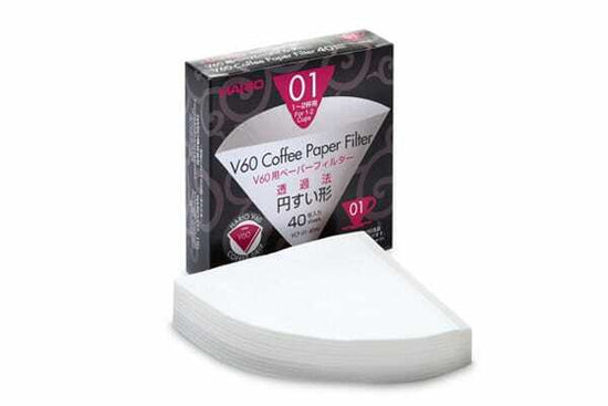 Hario V60 Coffee Paper Filters | White 01 | 40 Pack