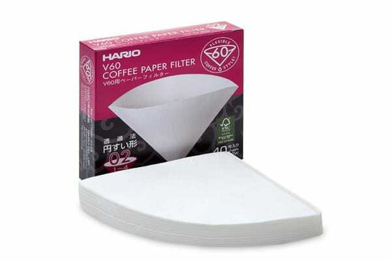 Hario V60 Coffee Paper Filters | White 02 | 40 Pack