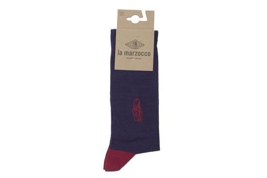 Load image into Gallery viewer, Blue &amp;amp; Burgundy La Marzocco Socks
