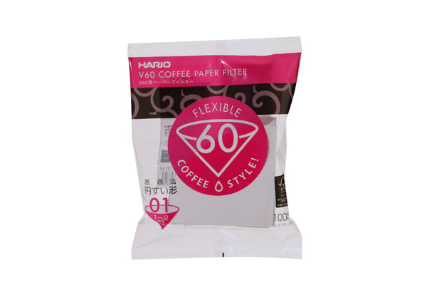 Hario V60 Coffee Paper Filters | White 01 | 100 Pack