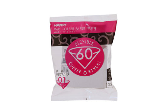 Hario V60 Coffee Paper Filters | White 01 | 100 Pack