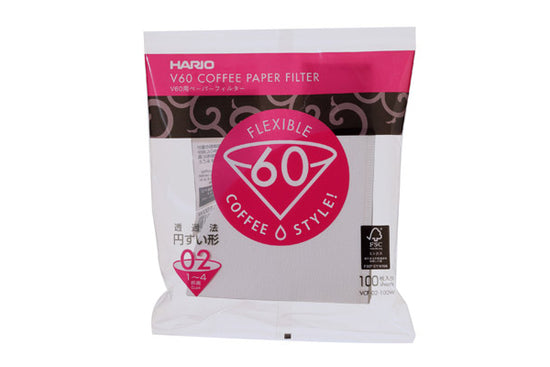 Hario V60 Coffee Paper Filters | White 02 | 100 Pack